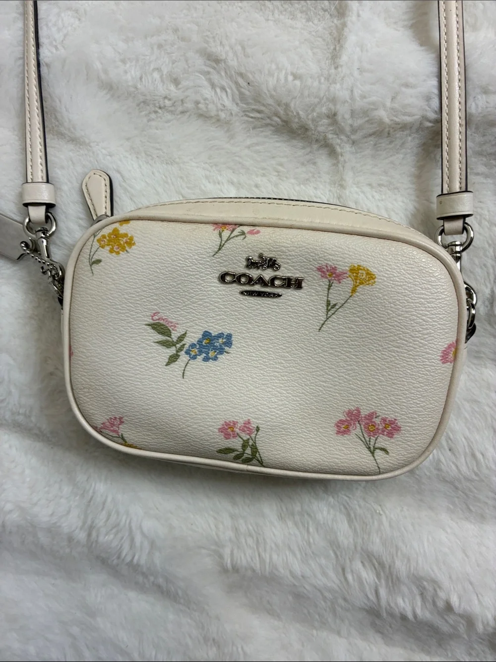 Coach Cream Floral Leather Crossbody Bag